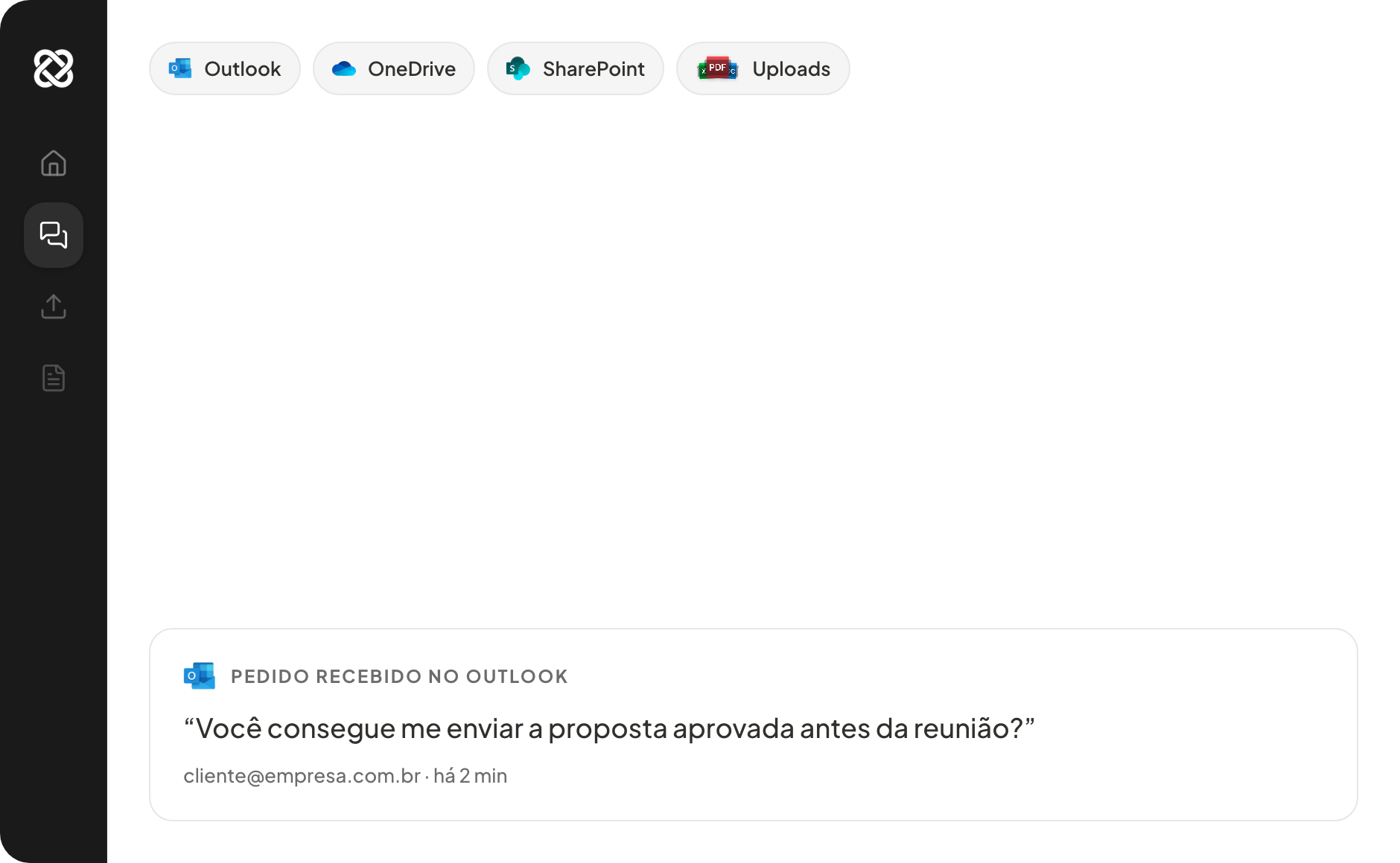 Pedido recebido no Outlook dentro do Allybi.