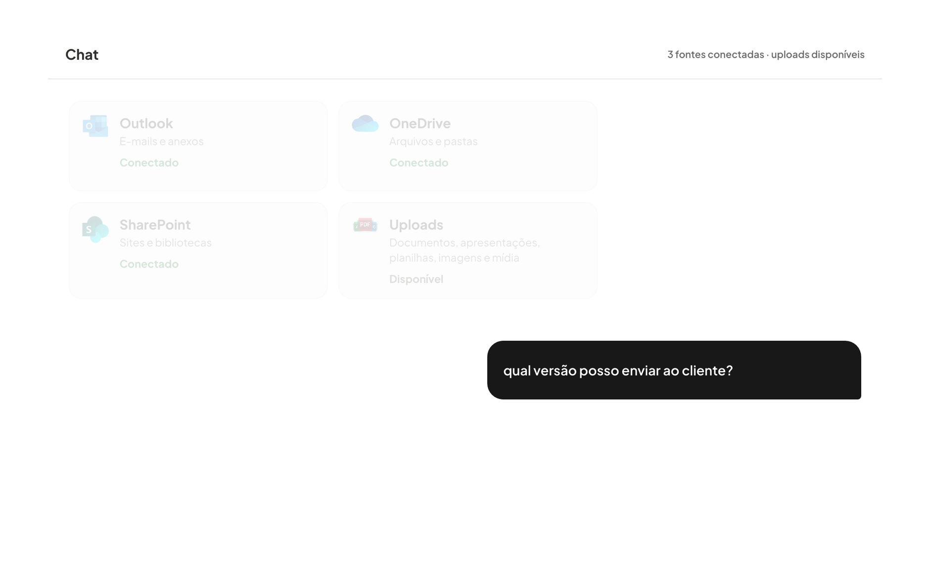 Tela do Allybi com pergunta no chat sobre qual versão enviar ao cliente.